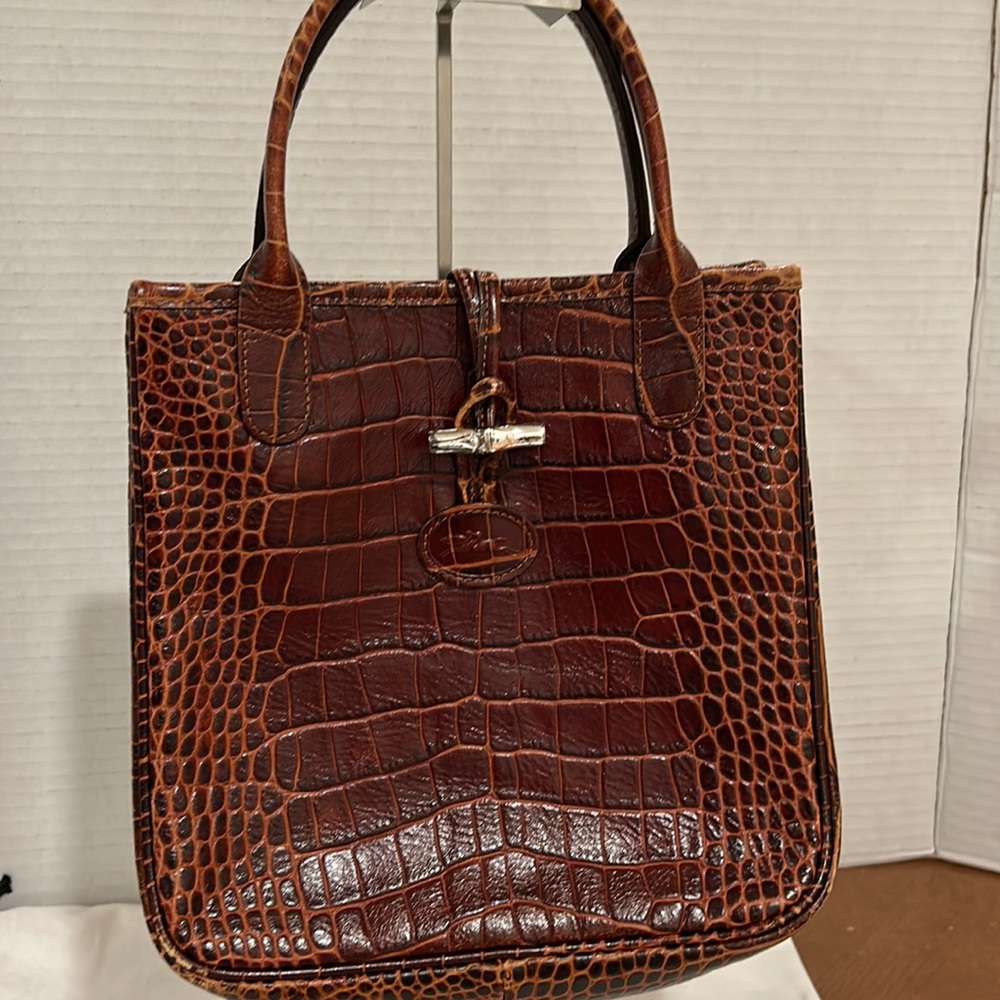 Longchamp Croc Style leather handbag. Excellent condition.